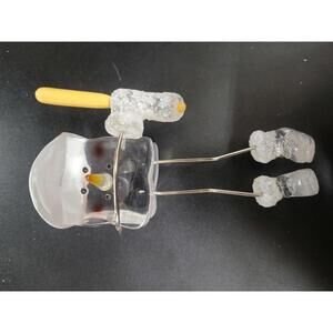 Vintage Snowman Baseball Player Christmas Ornament with Yellow Candy Cane